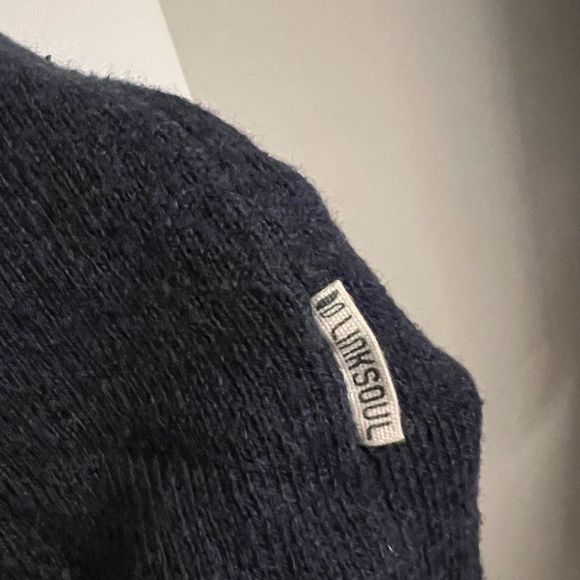 Linksoul Button Henley Cashmere Kissed Sweater with Pockets in Navy Blue Size M - Picture 9 of 12